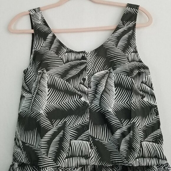 GAP Button Front Gray White Palm Print Sleeveless Tank Dress XS - Picture 6 of 12